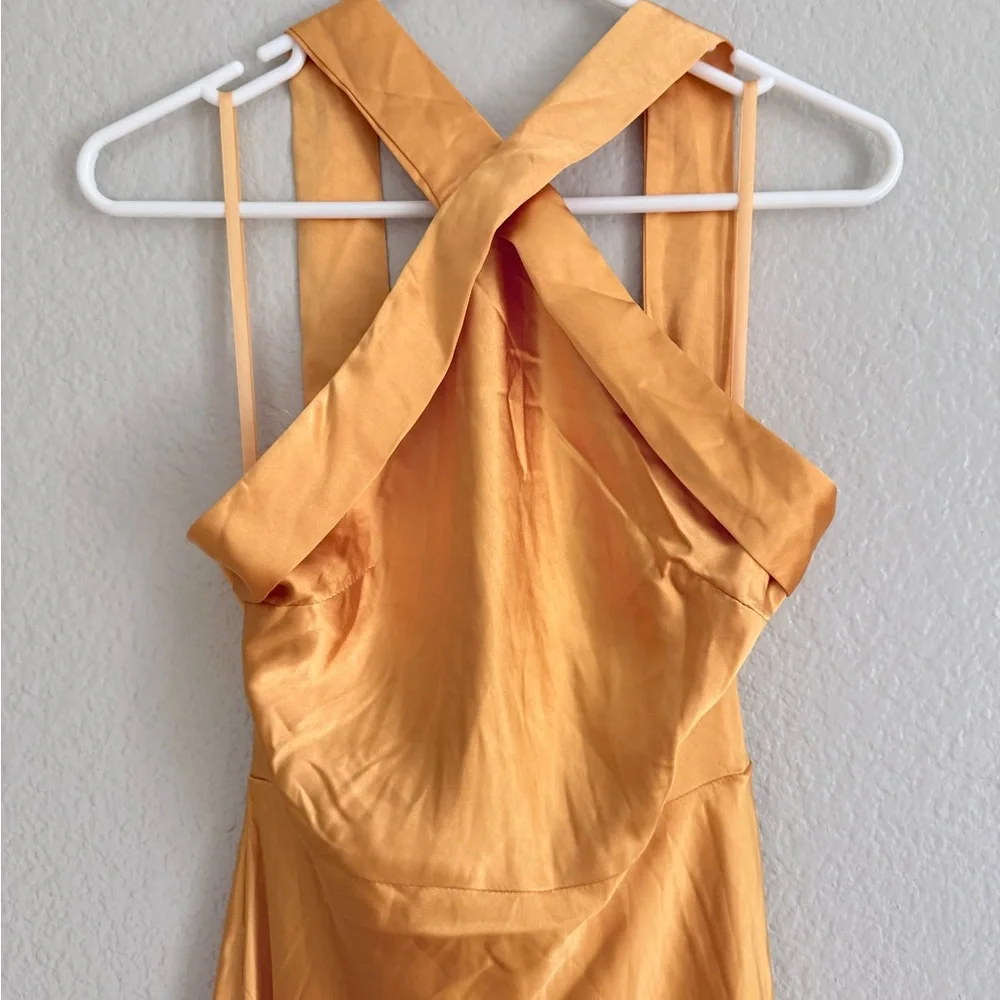 Selfie Leslie Italia Azure Crossover Halter neck Satin Maxi Dress Sun - Picture 6 of 7